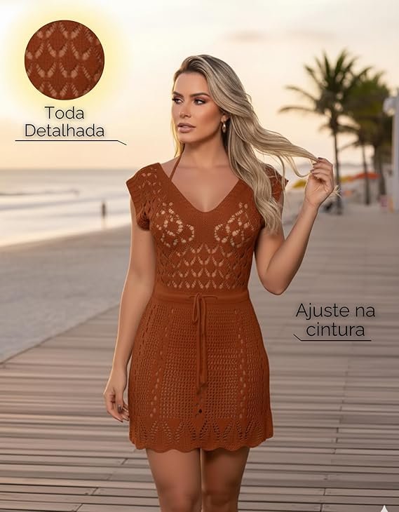 Ofertas de Moda Amazon - Saída de Praia Crochê