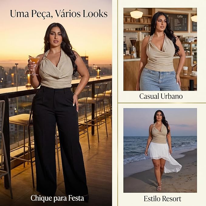 Ofertas de Moda Amazon - Top Halter Amarelo